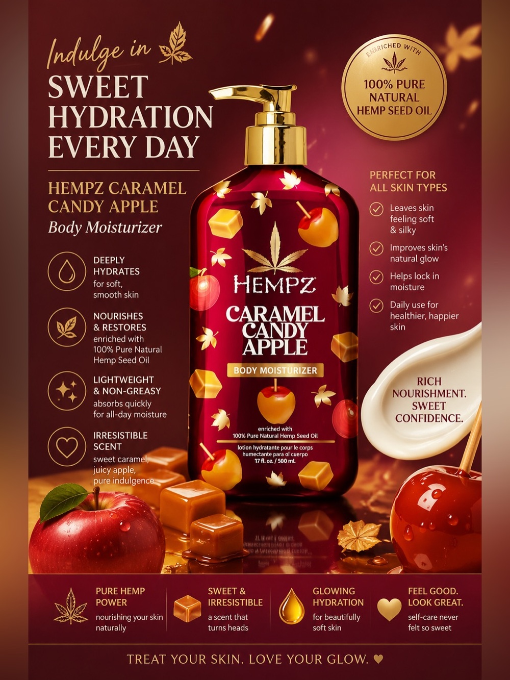 Caramel Candy Apple Body Moisturizer - Red
